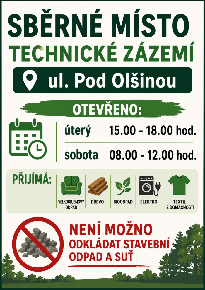 Sběrné místo Pod Olšinou od 11.3.2026