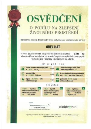 Osvědčení o podílu na zlepšení životního prostředí